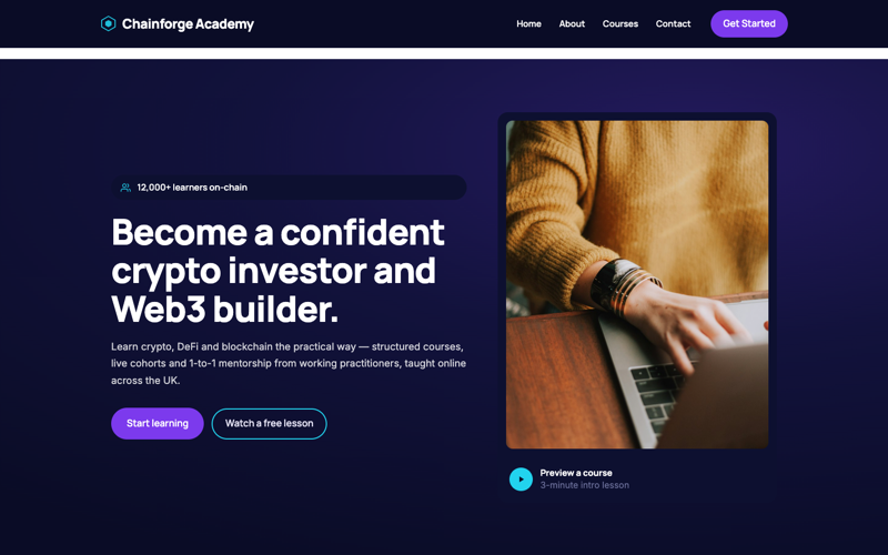 Chainforge Crypto Academy template preview