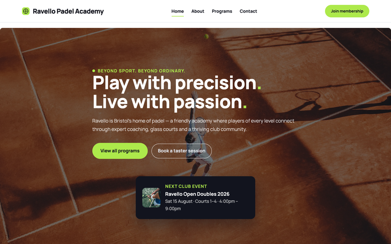 Fitness — Padeltaz Padel template preview