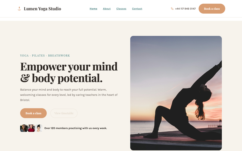 Lumen Yoga template preview