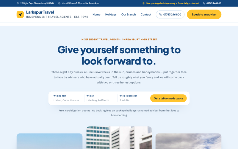 Larkspur Travel template preview